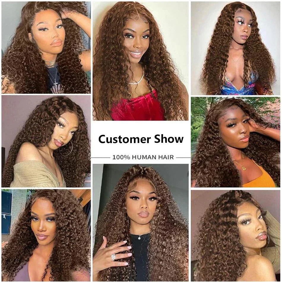 Chocolate Brown Curly Lace Front Wig