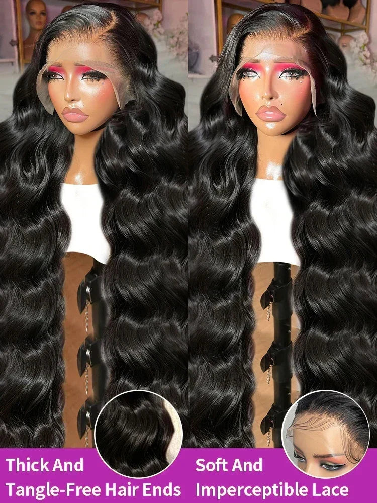 200 250 Density Brazilian Glueless 13x6 13x4 Body Wave Wig Lace Front 30 40 Inch Human Hair Pre Plucked HD Lace Frontal Wigs